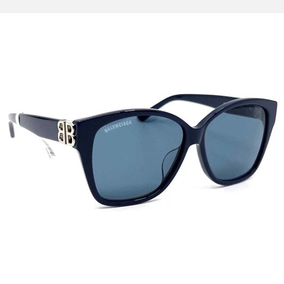 NEW BALENCIAGA BB0135SA 004 WOMEN SUNGLASSES BLUE - Picture 3 of 6